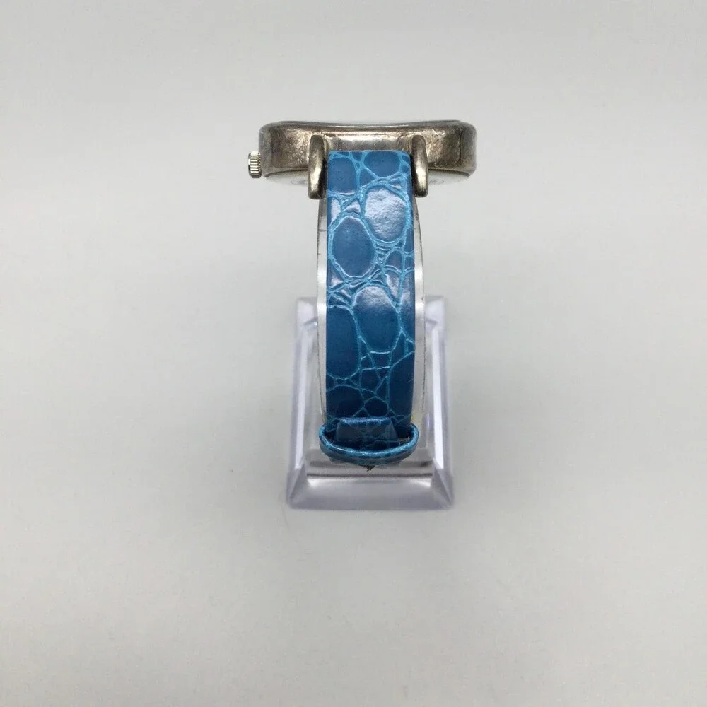 Ecclissi 23860 Womens Watch 36mm Sterling Silver Blue Leather New Battery